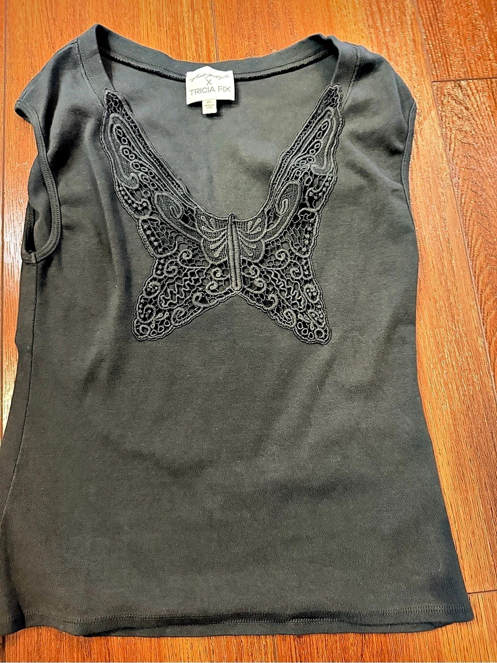 Tricia Fix Lace Front Tank Top in Black XL Like New